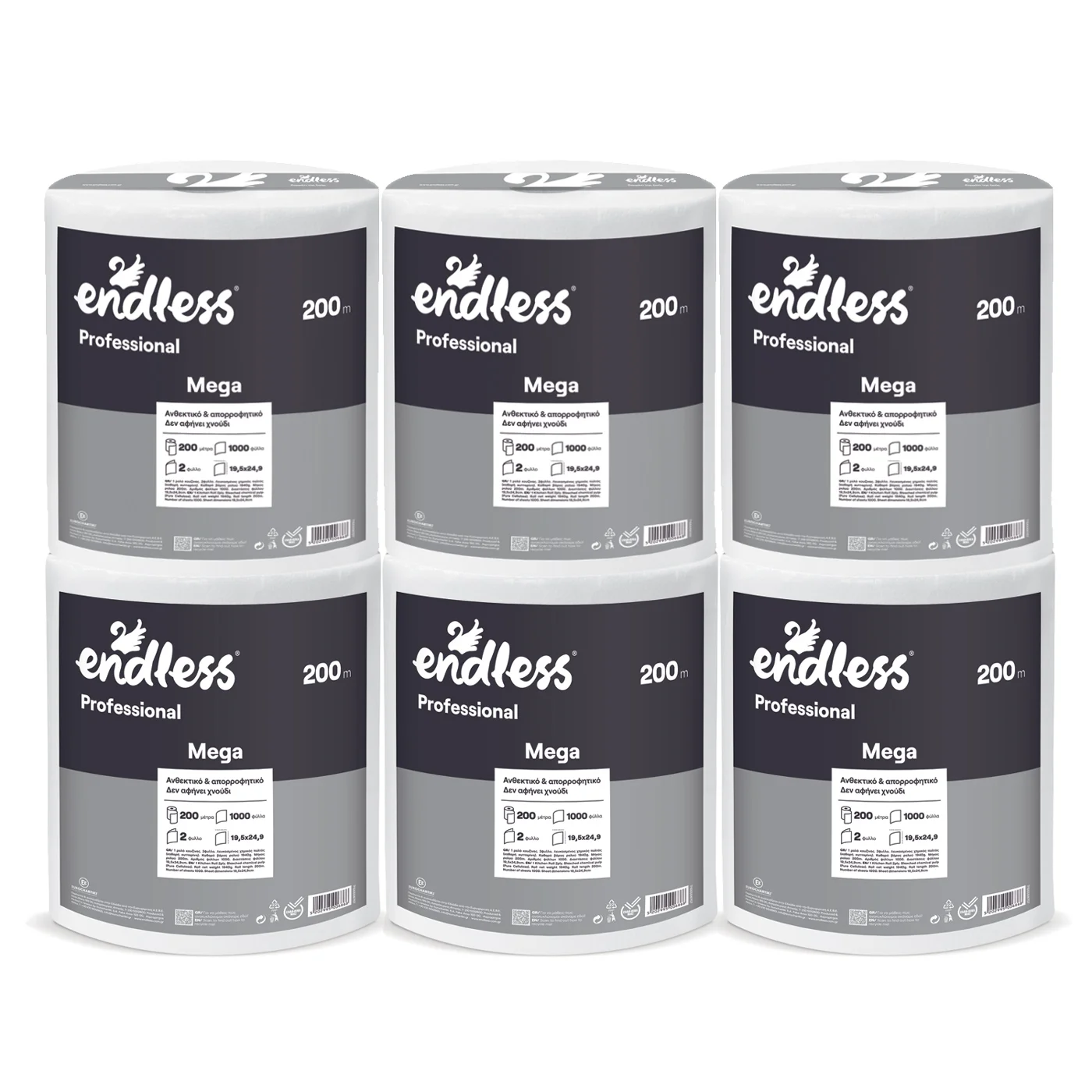 Φωτογραφία προϊόντος: Endless Χαρτί Κουζίνας Professional Mega 200m 2kg Συσκευασία 6 Ρολών
