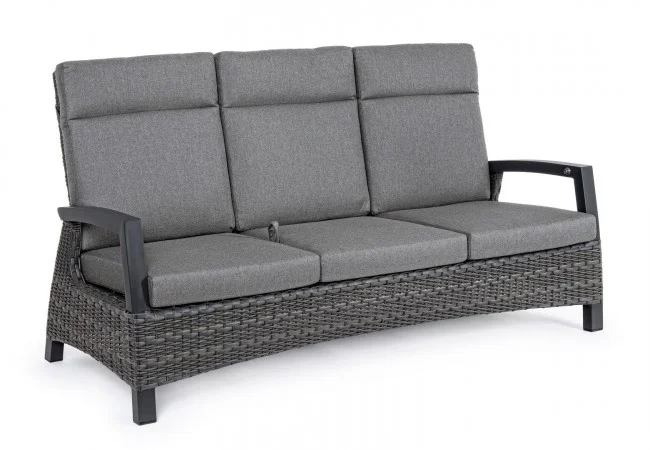 Φωτογραφία προϊόντος: Καναπές Rattan 3 θέσεων "Britton" Ανθρακί 195x83x103cm (Bizzotto) (BZ-0661852)
