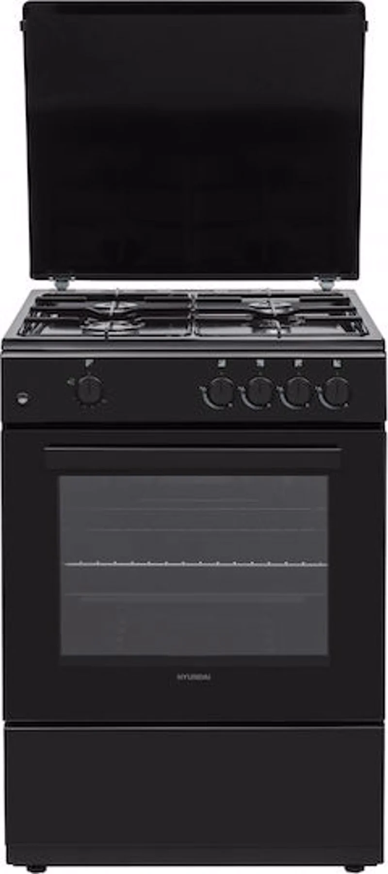 Φωτογραφία προϊόντος: Hyundai HCGC25V-72604G/BL Κουζίνα Φυσικού Αερίου 75lt με Εστίες Φυσικού Αερίου Π60εκ. Μαύρη