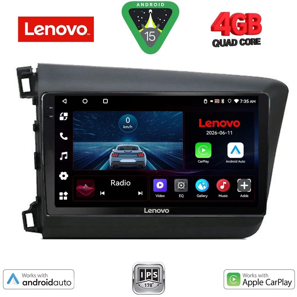 Φωτογραφία προϊόντος: LENOVO LVE 81904D_CPAA (9inc) MULTIMEDIA TABLET for HONDA CIVIC 4Doors mod. 2012-2016