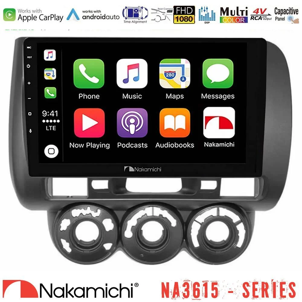 Φωτογραφία προϊόντος: Nakamichi NA3615 Series Με Wireless Carplay & Android Auto Honda Jazz (Fit) 2002-2008 Manual A/C RHD Media Station Tablet 9 Με Carplay & Android Auto