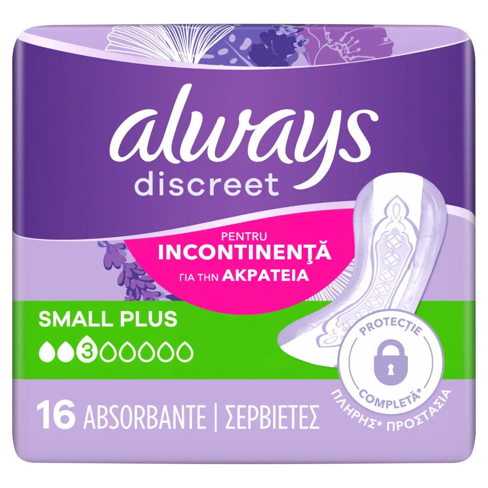 Φωτογραφία προϊόντος: Always Discreet Γυναικείες Σερβιέτες Για Την Ακράτεια Small Plus 16τμχ