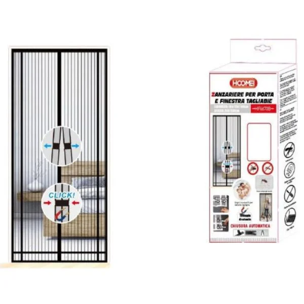 Φωτογραφία προϊόντος: OEM Σίτα Πόρτας Hoomei 240x160cm με Μαγνητικό Κούμπωμα & Σκρατς Μαύρη – Αντικουνουπική Σίτα για Πόρτες