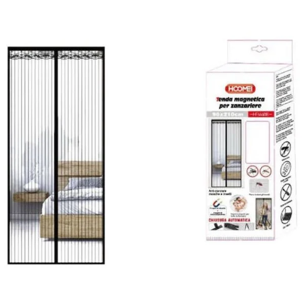 Φωτογραφία προϊόντος: OEM Σίτα Πόρτας Hoomei 210x90cm με Μαγνητικό Κούμπωμα & Σκρατς Μαύρη – Αντικουνουπική Σίτα για Μπαλκονόπορτα και Είσοδο