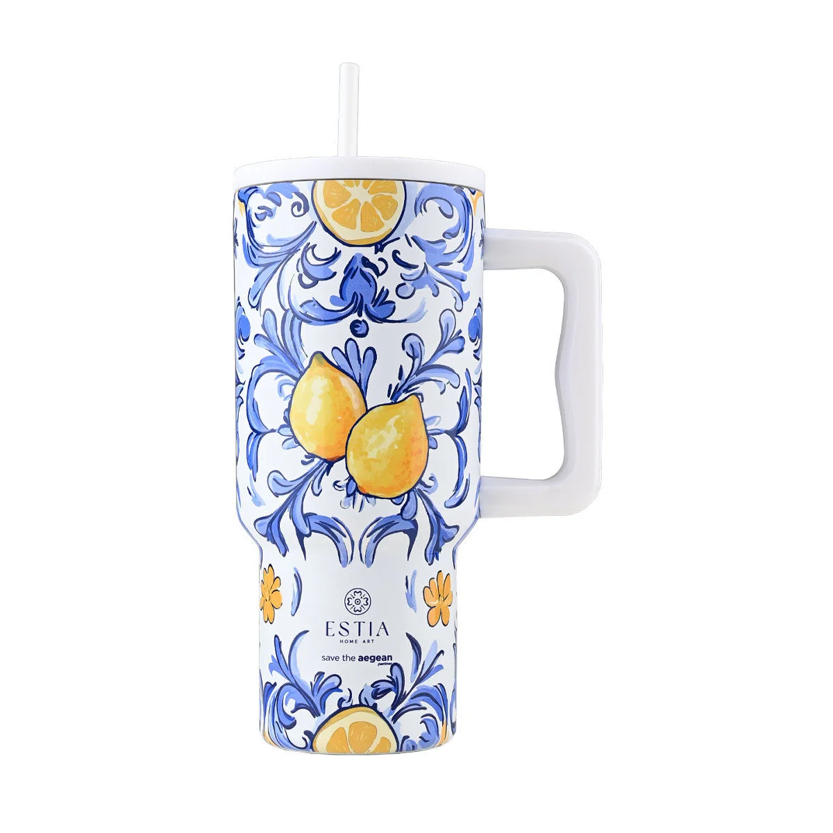Φωτογραφία προϊόντος: ESTIA ΘΕΡΜΟΣ STRAW TUMBLER XL SAVE THE AEGEAN 900ml AMALFI COAST