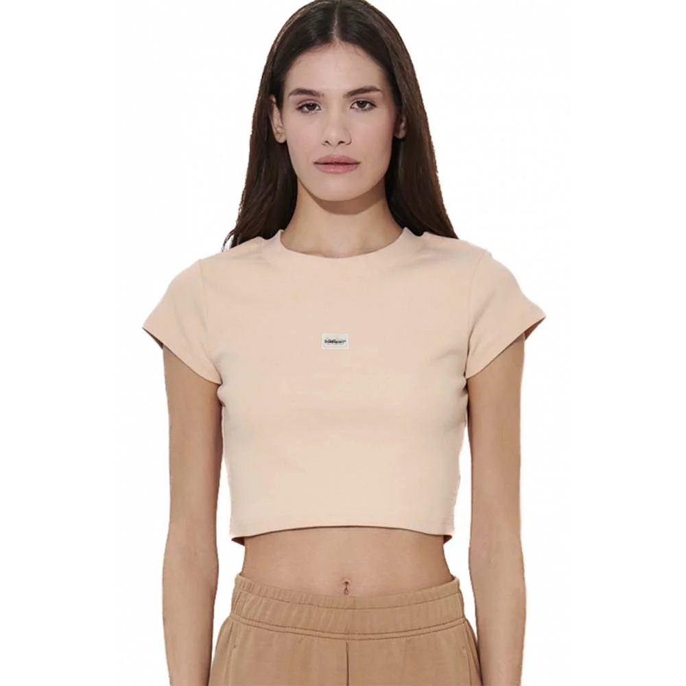 Φωτογραφία προϊόντος: Body Action Women's Slim Cropped Ribbed T-Shirt Σομόν 051628-10A (Body Action)