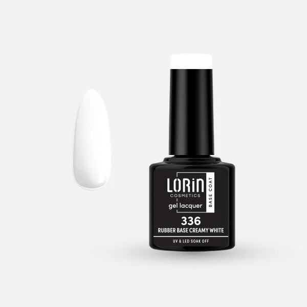 Φωτογραφία προϊόντος: Lorin Cosmetics Lorin Gel Lacquer Ημιμόνιμο Βερνίκι 8ml #336 (Rubber Base Creamy White)