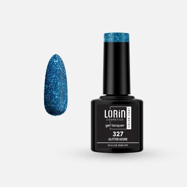 Φωτογραφία προϊόντος: Lorin Cosmetics Lorin Gel Lacquer Ημιμόνιμο Βερνίκι 8ml #327 (Glitter Azure)