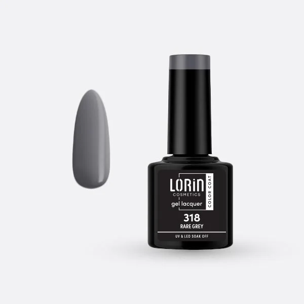 Φωτογραφία προϊόντος: Lorin Cosmetics Lorin Gel Lacquer Ημιμόνιμο Βερνίκι 8ml. #318 (Rare Grey)
