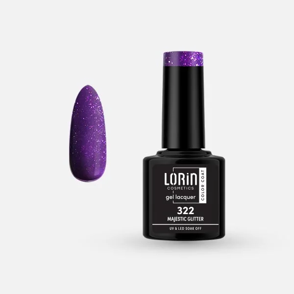 Φωτογραφία προϊόντος: Lorin Cosmetics Lorin Gel Lacquer Ημιμόνιμο Βερνίκι 8ml #322 (Majestic Glitter)