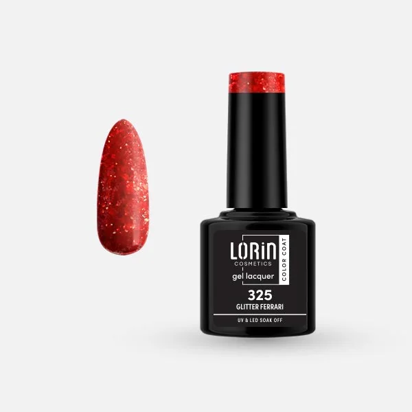 Φωτογραφία προϊόντος: Lorin Cosmetics Lorin Gel Lacquer Ημιμόνιμο Βερνίκι 8ml #325 (Glitter Ferrari)