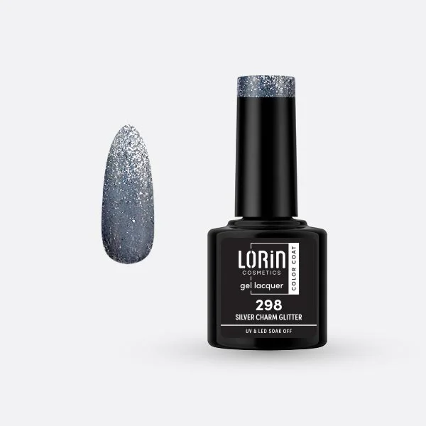 Φωτογραφία προϊόντος: Lorin Cosmetics Lorin Gel Lacquer Ημιμόνιμο Βερνίκι 8ml #298 (Silver Charm Glitter)