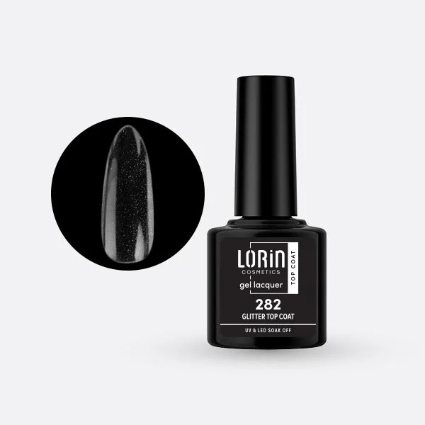 Φωτογραφία προϊόντος: Lorin Cosmetics Lorin Gel Lacquer Ημιμόνιμο Βερνίκι 8ml #282 (Glitter Top Coat)