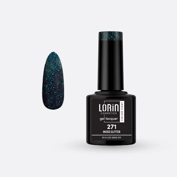 Φωτογραφία προϊόντος: Lorin Cosmetics Lorin Gel Lacquer Ημιμόνιμο Βερνίκι 8ml #271 (Moss Glitter)
