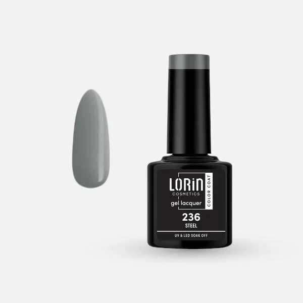 Φωτογραφία προϊόντος: Lorin Cosmetics Lorin Gel Lacquer Ημιμόνιμο Βερνίκι 8ml. #236 (Steel)