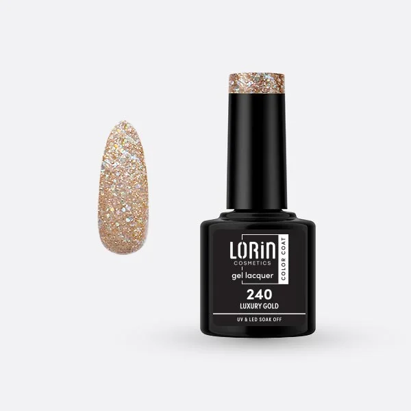Φωτογραφία προϊόντος: Lorin Cosmetics Lorin Gel Lacquer Ημιμόνιμο Βερνίκι 8ml #240 (Luxury Gold)