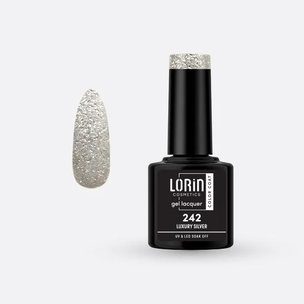 Φωτογραφία προϊόντος: Lorin Cosmetics Lorin Gel Lacquer Ημιμόνιμο Βερνίκι 8ml #242 (Luxury Silver)