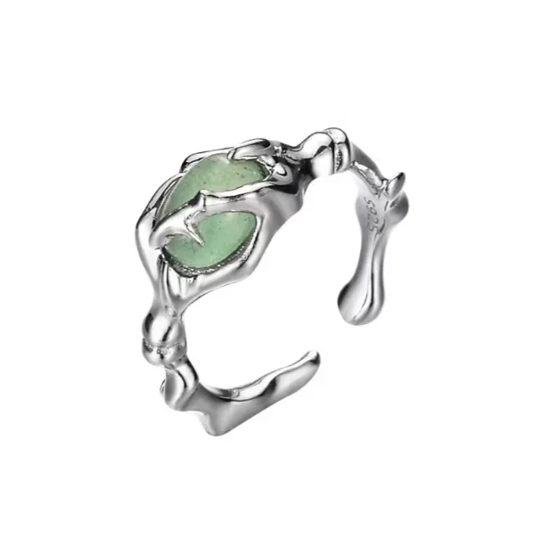 Φωτογραφία προϊόντος: Peach Jewelry Isabella Δαχτυλίδι Ασήμι 925 Περίτεχνο Ρόδιο Με Λίθο Αβεντουρίνης