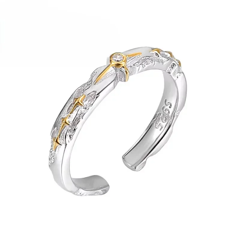 Φωτογραφία προϊόντος: Peach Jewelry Isabella Δαχτυλίδι Ασήμι 925 Ρόδιο Με Άσπρο Ζιρκόν Και Χρυσές Λεπτομέρειες