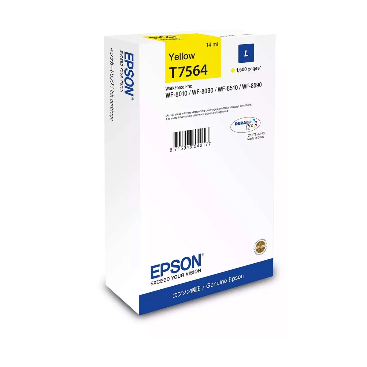 Φωτογραφία προϊόντος: Ink Epson DURABrite C13T75644N Yellow Size L 14ml 1.5K Pgs - C13T75644N