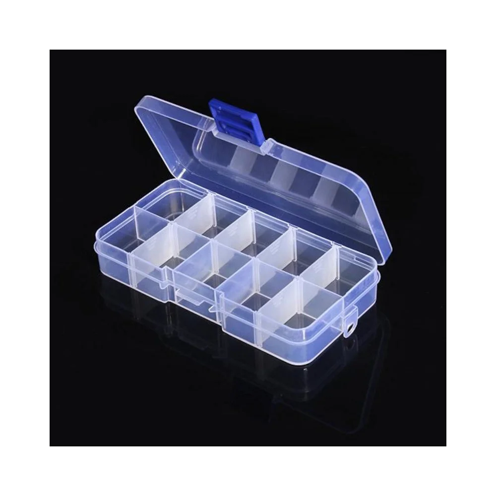 Φωτογραφία προϊόντος: OEM Clear Plastic Box (10 Grids) 130 x 68 x 23 mm