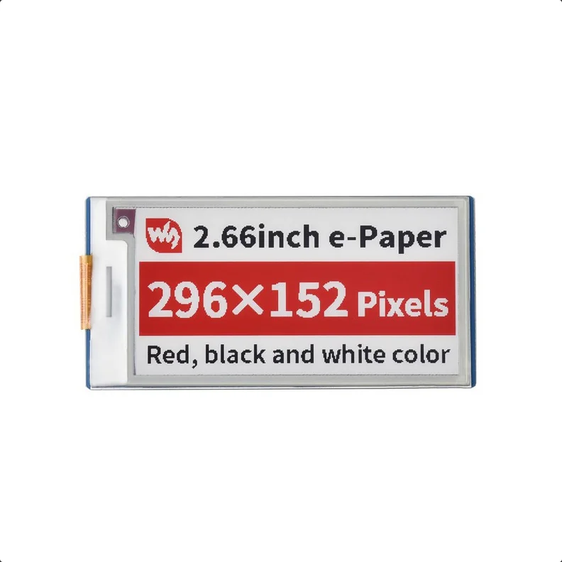 Φωτογραφία προϊόντος: WaveShare 2.66inch E-Paper E-Ink Display Module (B) for Raspberry Pi Pico, 296×152, Red / Black / White, SPI