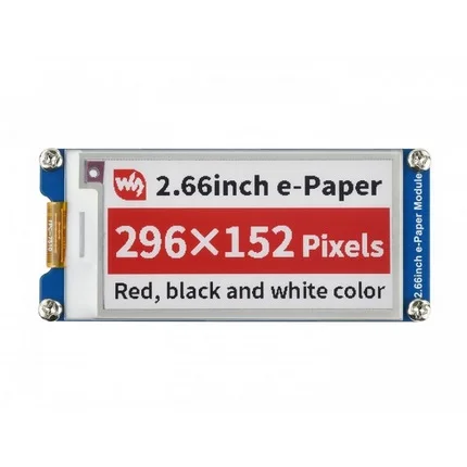 Φωτογραφία προϊόντος: WaveShare 2.66inch E-Paper E-Ink Display Module (B), 296×152, Red / Black / White, SPI