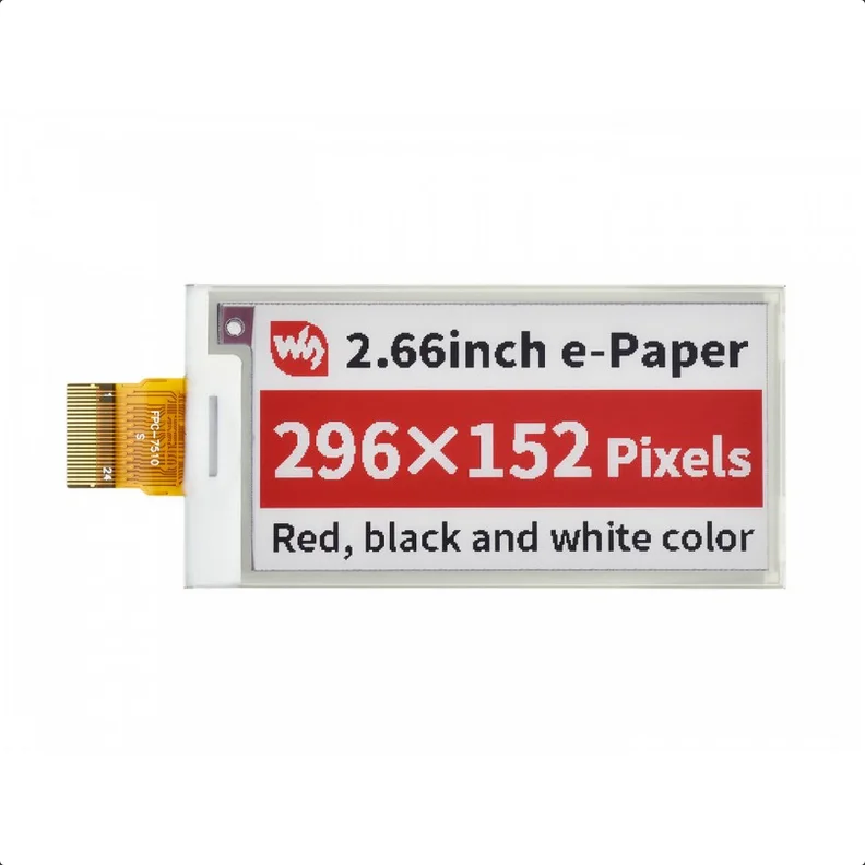 Φωτογραφία προϊόντος: WaveShare 2.66inch E-Paper (B) E-Ink Raw Display, 296×152, Red / Black / White, SPI, Without PCB