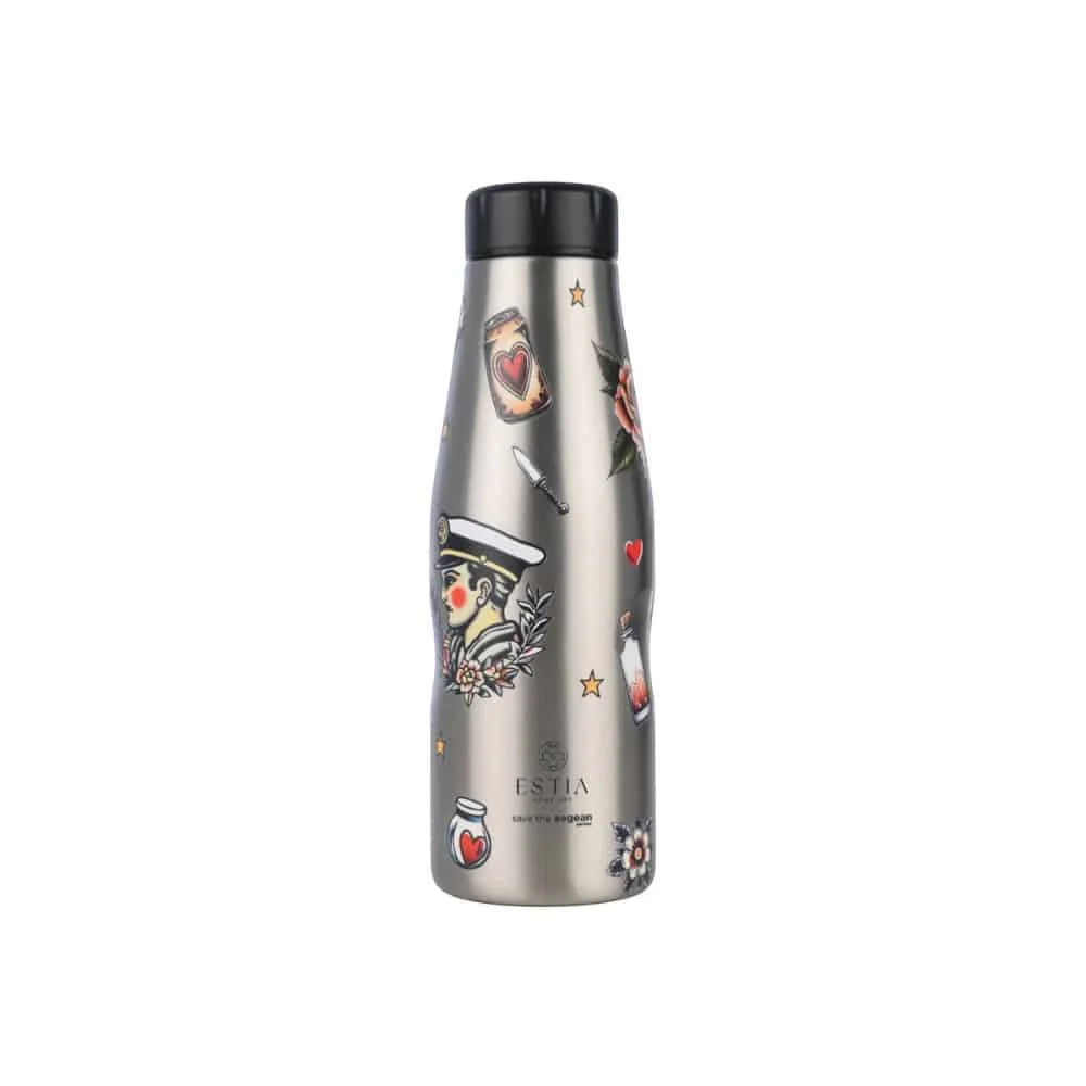 Φωτογραφία προϊόντος: ESTIA HOME ART 01-31626 ΘΕΡΜΟΣ TRAVEL FLASK SAVE THE AEGEAN 500ml OLD SCHOOL INK