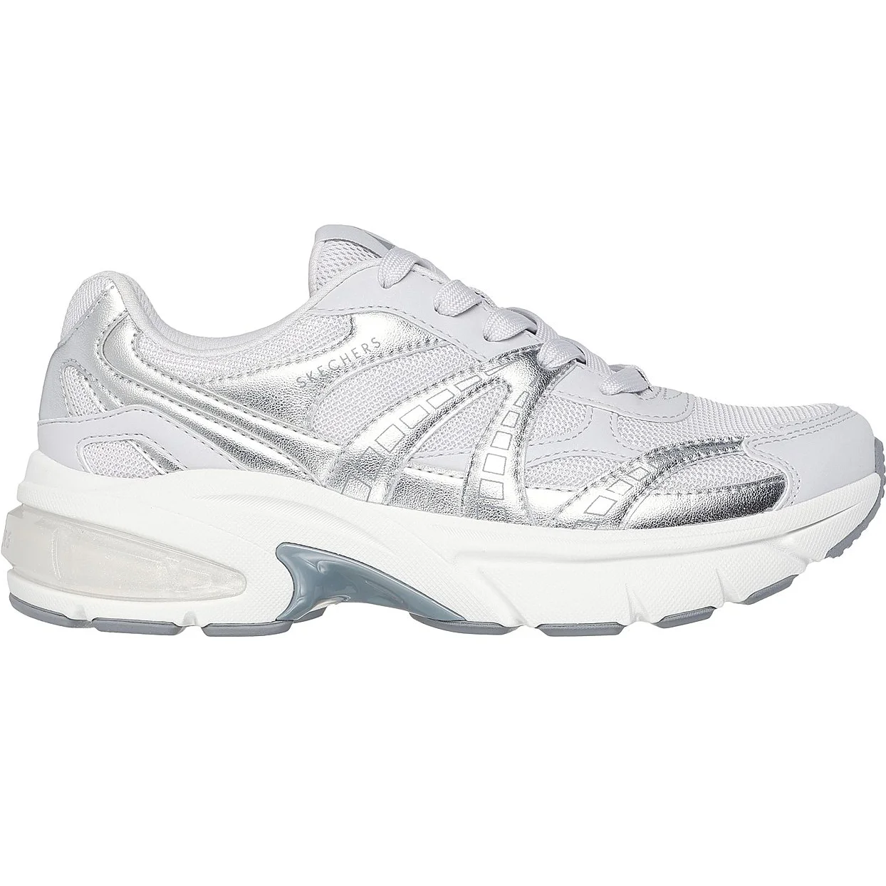 Φωτογραφία προϊόντος: SKECHERS W Metallic Duraleather Mesh Lace Up Fashion Sneaker (177357-GRY) ΥΠΟΔΗΜΑ