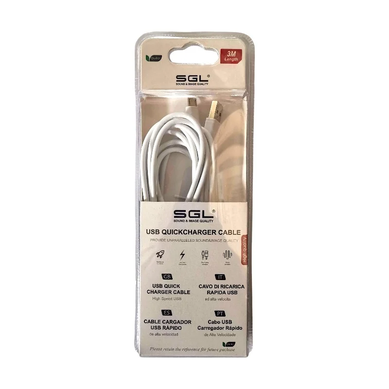 Φωτογραφία προϊόντος: SGL Καλώδιο φόρτισης + data Micro USB - Quick Charge - V8 - 3M - 194752