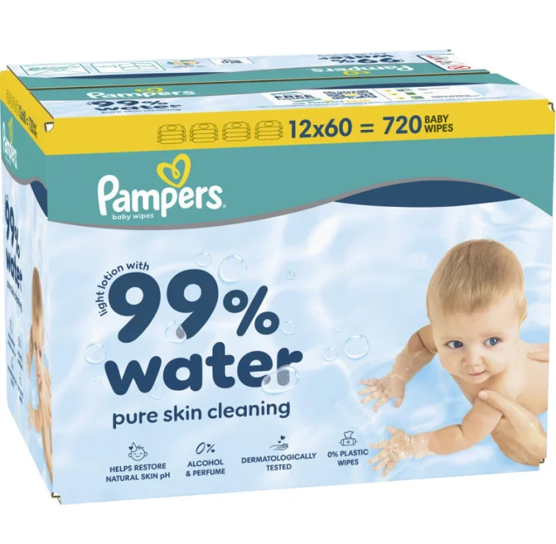 Φωτογραφία προϊόντος: Pampers Aqua 99% Water Μωρομάντηλα 60τμχ