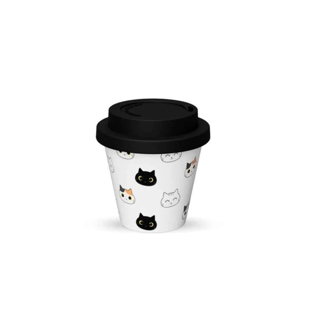 Φωτογραφία προϊόντος: i Drink iDrink Cats Κούπα από Ανακυκλωμένο Πλαστικό με Καπάκι Λευκή 90ml ID5117