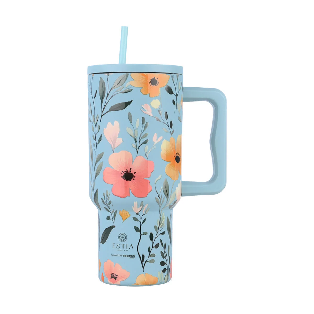 Φωτογραφία προϊόντος: ESTIA ΘΕΡΜΟΣ STRAW TUMBLER XL SAVE THE AEGEAN 900ml SKY GARDEN