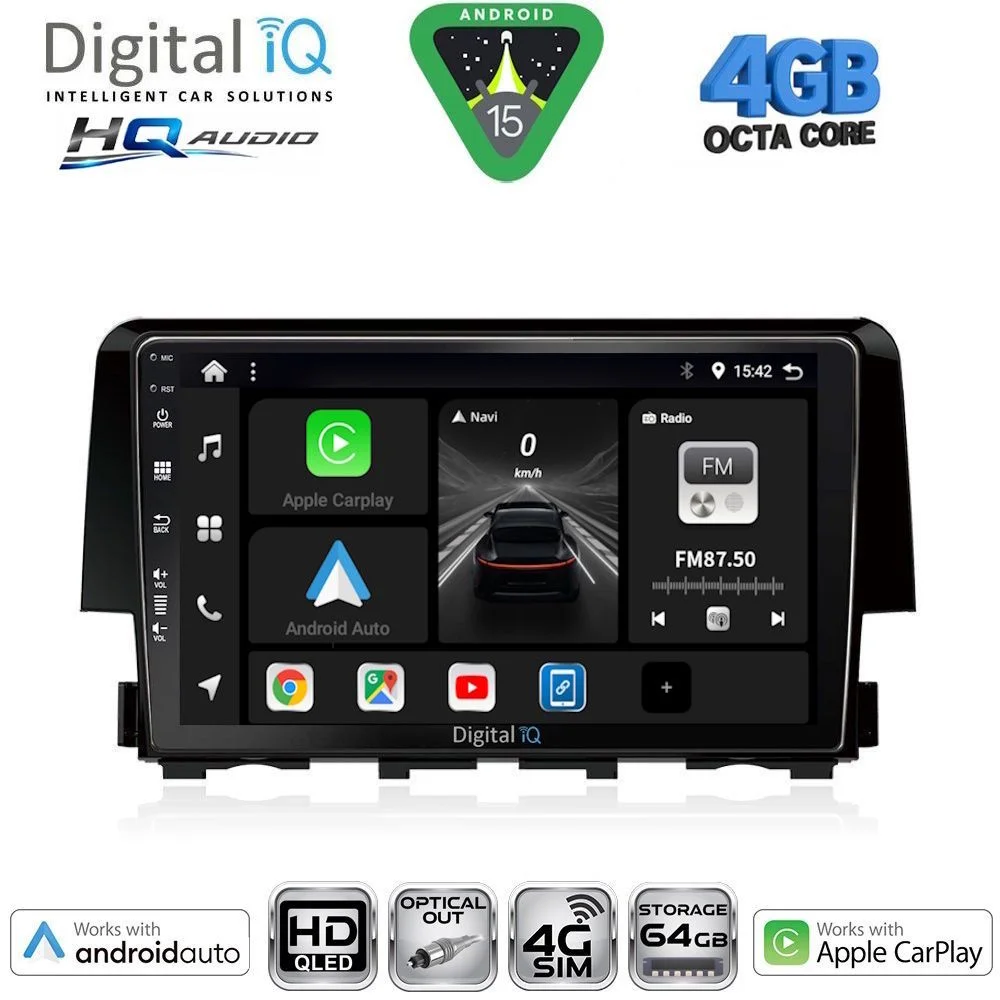 Φωτογραφία προϊόντος: DIGITAL IQ BXK 19191_CPAA (9inc) MULTIMEDIA TABLET for HONDA CIVIC mod. 2016-2021