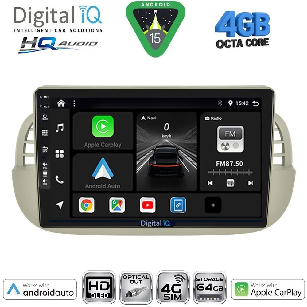 Φωτογραφία προϊόντος: DIGITAL IQ BXK 19130BG_CPAA (9inc) MULTIMEDIA TABLET for FIAT 500 mod. 2007-2015 (BEIGE)