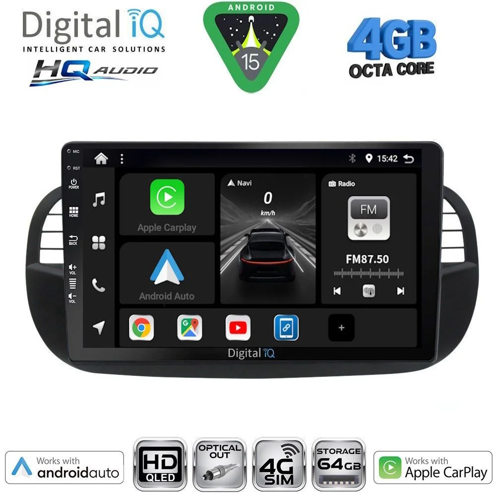 Φωτογραφία προϊόντος: DIGITAL IQ BXK 19130BL_CPAA (9inc) MULTIMEDIA TABLET for FIAT 500 mod. 2007-2015 (BLACK)