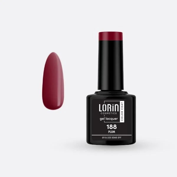 Φωτογραφία προϊόντος: Lorin Cosmetics Lorin Gel Lacquer Ημιμόνιμο Βερνίκι 8ml. #188 (Plum)