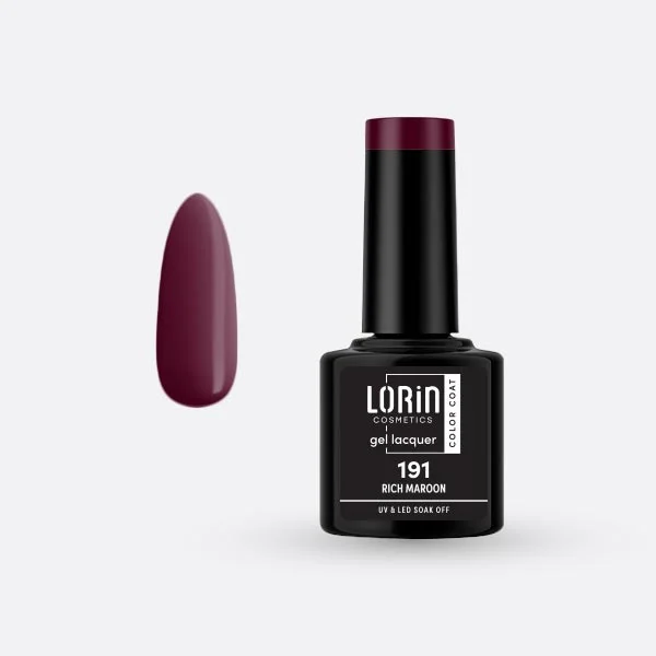 Φωτογραφία προϊόντος: Lorin Cosmetics Lorin Gel Lacquer Ημιμόνιμο Βερνίκι 8ml. #191 (Rich Maroon)