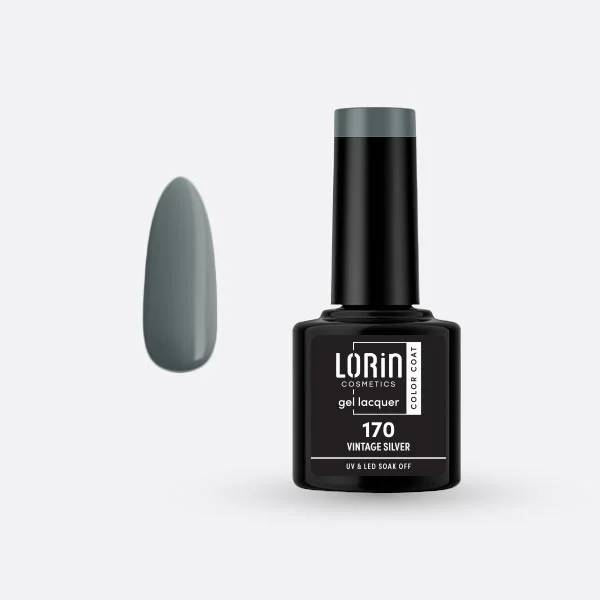 Φωτογραφία προϊόντος: Lorin Cosmetics Lorin Gel Lacquer Ημιμόνιμο Βερνίκι 8ml. #170 (Vintage Silver)