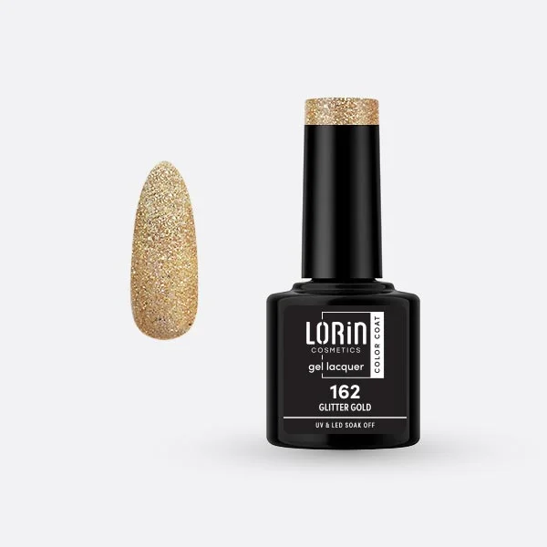 Φωτογραφία προϊόντος: Lorin Cosmetics Lorin Gel Lacquer Ημιμόνιμο Βερνίκι 8ml #162 (Glitter Gold)