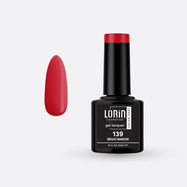 Φωτογραφία προϊόντος: Lorin Cosmetics Lorin Gel Lacquer Ημιμόνιμο Βερνίκι 8ml. #139 (Bright Maroon)
