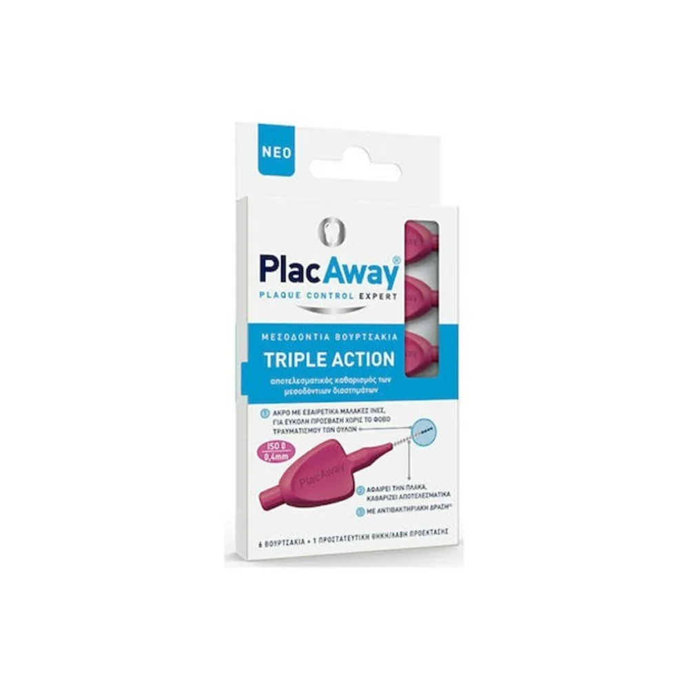Φωτογραφία προϊόντος: PlacAway Triple Action Μεσοδόντια Βουρτσάκια Ρόζ 0,4mm - ISO 0