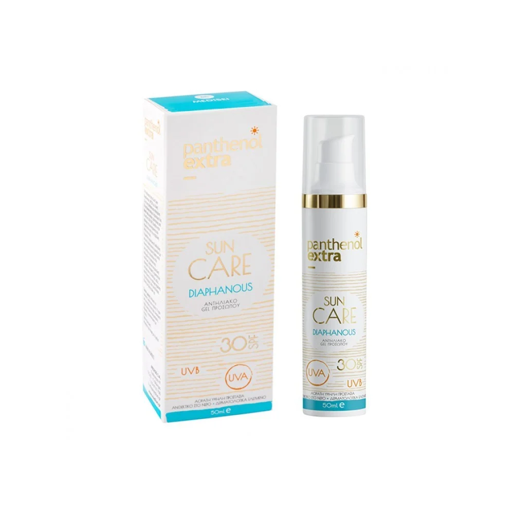 Φωτογραφία προϊόντος: PANTHENOL EXTRA Sun Care Diaphanous Sunscreen Face Gel SPF30 - Αντηλιακό Gel Προσώπου (50ml)