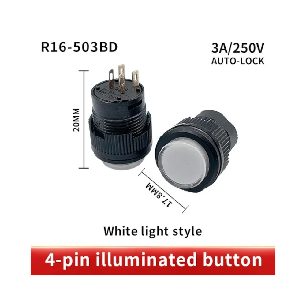 Φωτογραφία προϊόντος: OEM 16MM Momentary push button switch White Color LED lighting