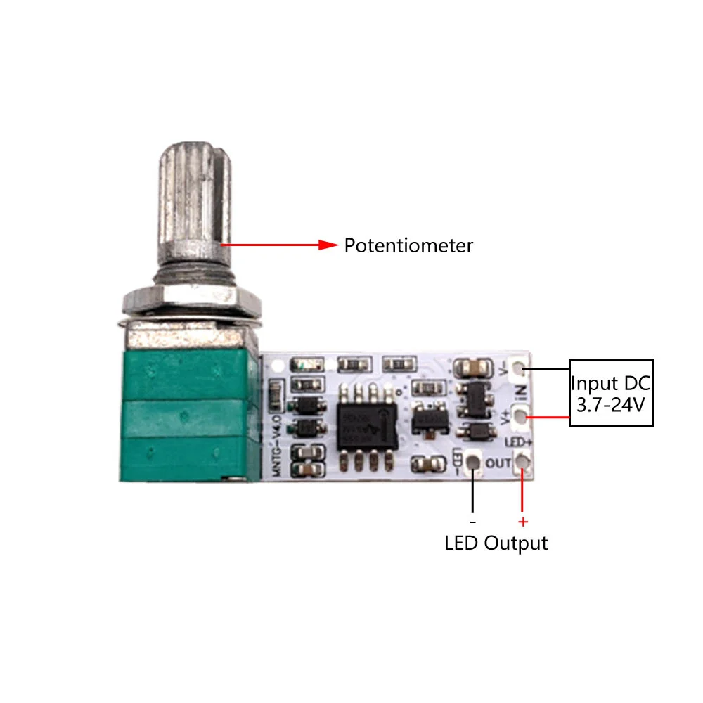 Φωτογραφία προϊόντος: OEM DC 3.7V-24V 4A LED Driver PWM Dimmer Module Stepless Potentiometer Circuit Control Board