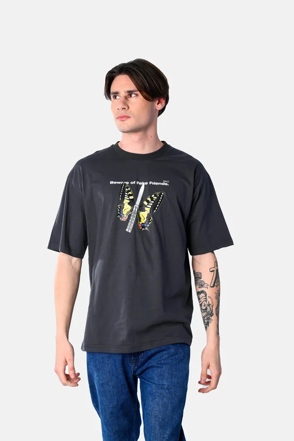 Φωτογραφία προϊόντος: Paco & Co Ανδρικό Oversized T-shirt Fake Friends 2531076-03 Ανθρακί