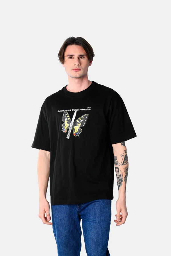 Φωτογραφία προϊόντος: Paco & Co Ανδρικό Oversized T-shirt Fake Friends 2531076-02 Μαύρο