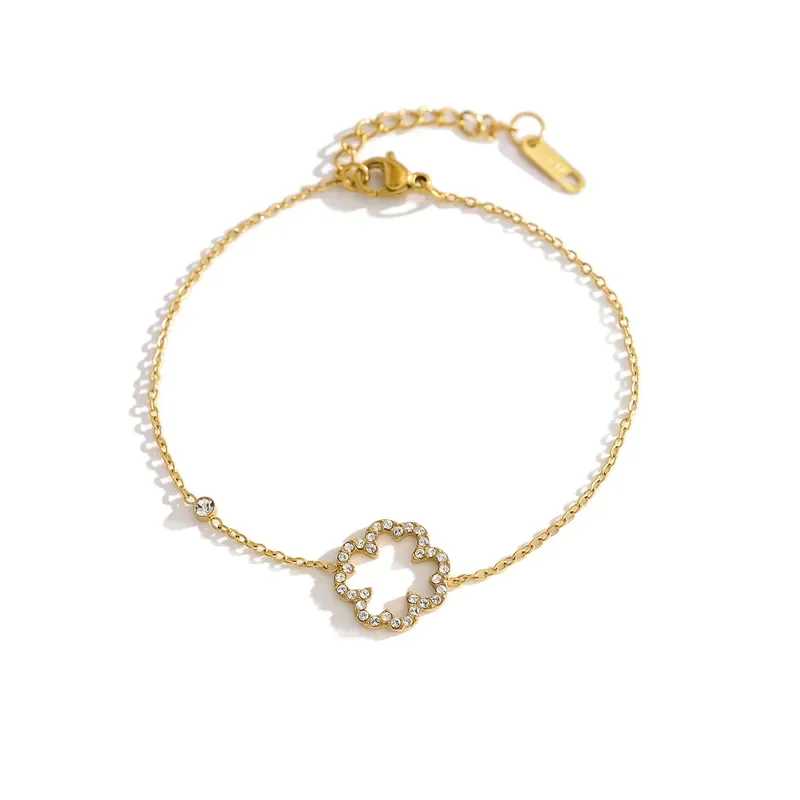 Φωτογραφία προϊόντος: Peach Jewelry Βραχιόλι Λουλουδάκι Με Ζιρκόν Ανοξείδωτο Ατσάλι 316 Επιχρυσωμένο