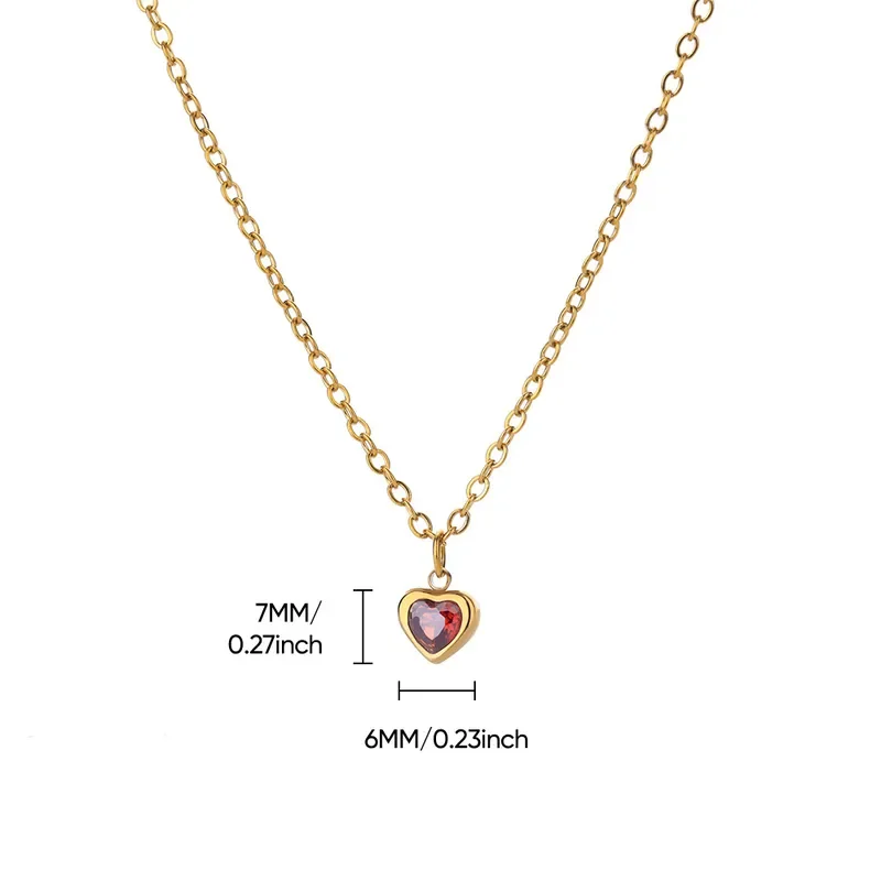 Φωτογραφία προϊόντος: Peach Jewelry Μενταγιόν Καρδιά Κλασσική Με Φουξ Ζιρκόν Και Lobster Trigger Clasp Ανοξείδωτο Ατσάλι 304